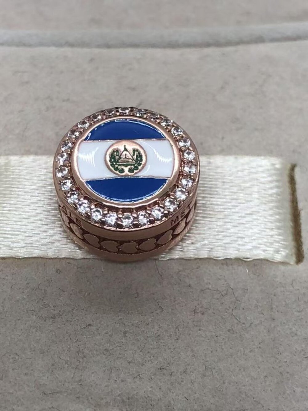✨🔥Pandora El Salvador Salvadoran Flag Bead Charm rose gold